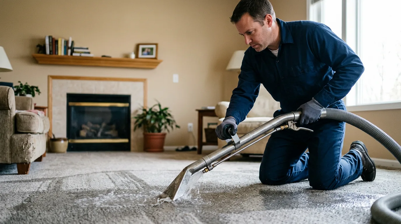 Water damage restoration technician working near Waverly, WV